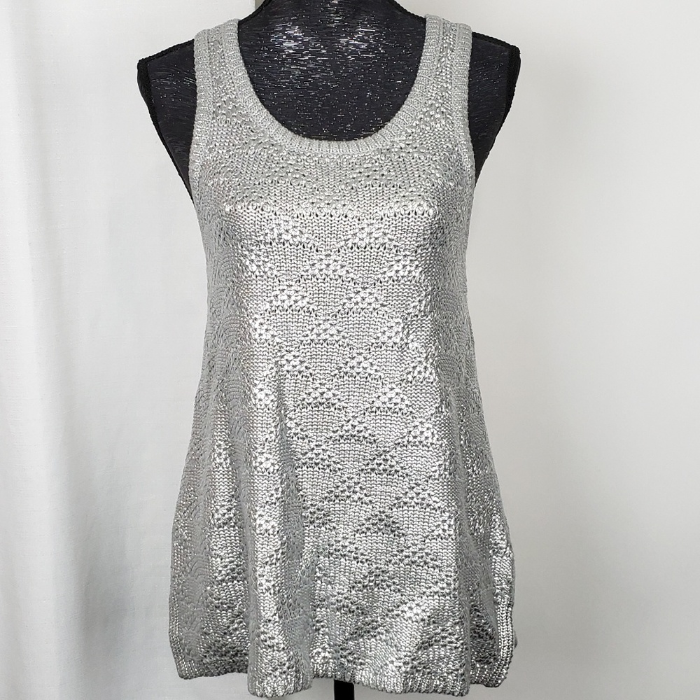 Moth Anthropologie Metallic Knitted Tank Small
